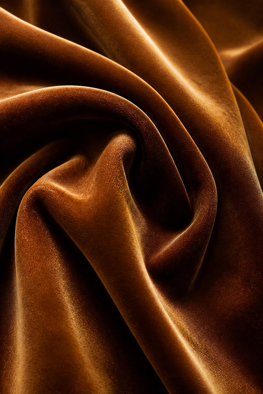Rich copper velvet curtain fabric at Curtain Canvas